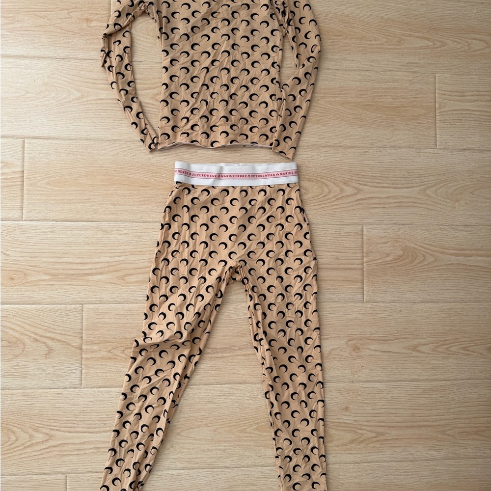Marine Serre Beige and Black Moon Print Top